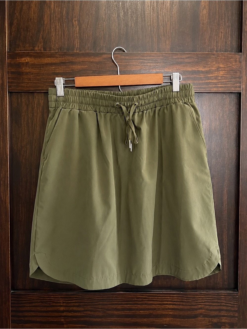 Mondetta Olive Green Elastic-Waist A-Line Skirt